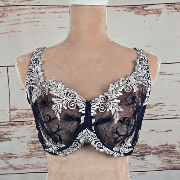 Soma Sensuous Lace Unlined Bra Navy Size 38DD - Picture 1 of 7